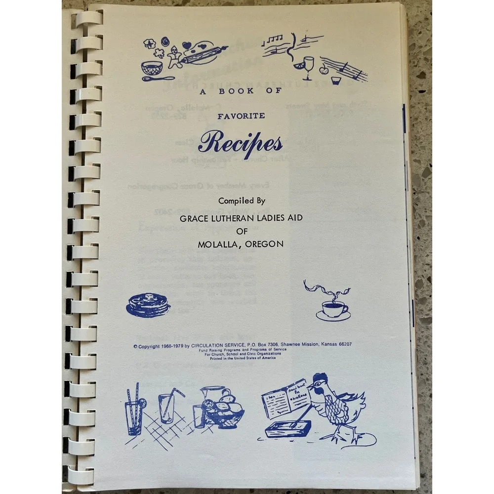 Vintage Grace Lutheran Ladies Aid Molalla Oregon Cookbook 1979 Community Recipes